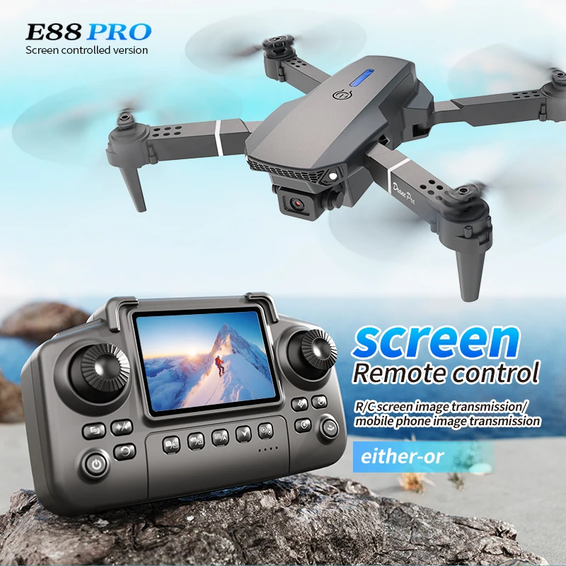 Drone Profesional E88 PRO deng - Drone Controller Screen ulasan dan harga